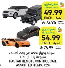 Rastar remote control car, assorted items, 1:24.