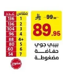 بيبي جوي حفاضات مضغوطه، علبه كبيره، 104 قطعه.