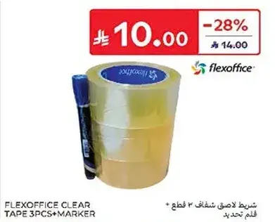 FLEXOFFICE CLEAR TAPE 3PCS + MARKER