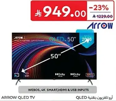 ARROW QLED TV 50 inches, 4K Smart, HDMI & USB inputs