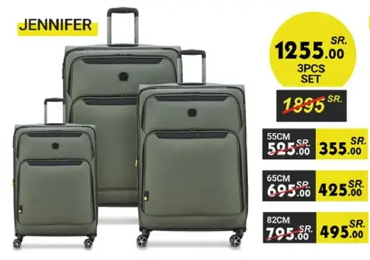 3-piece luggage set in green color.