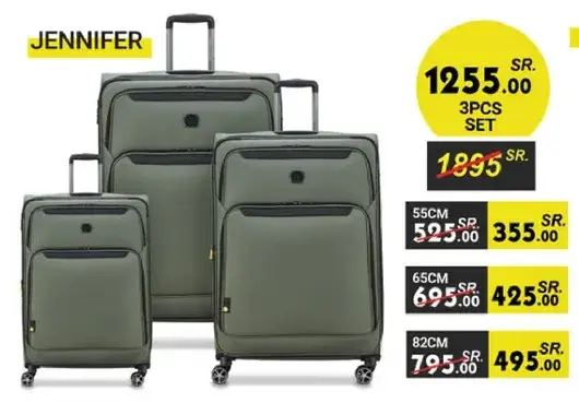 3-piece luggage set in green color.