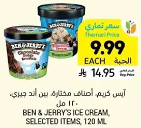 BEN & JERRY'S ICE CREAM, SELECTED ITEMS, 120 ML