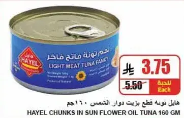 Hayel chunks in sun flower oil tuna 160 gm
