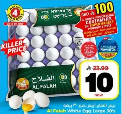 بيض الفلاح ابيض كبير 30 بيضه