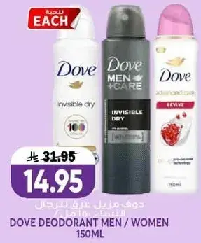DOVE DEODORANT MEN / WOMEN 150ML