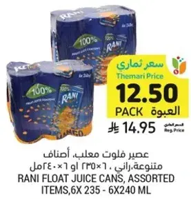 عصير فواكه معلب، اصناف متنوعه، راني، 6 × 240 مل