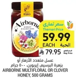 Airborne Multiflora or Clover Honey, 500 grams
