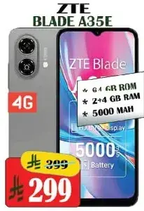 ZTE Blade A35E smartphone with 64 GB ROM and 2+4 GB RAM.