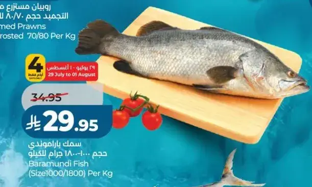Baramundi Fish (Size1000/1800) Per Kg