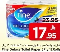 Fine Deluxe Toilet Paper 3 Ply 12 Rolls