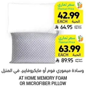 At Home memory foam or microfiber pillow.