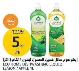 Eco Home Dishwashing Liquid Lemon/Apple 1L
