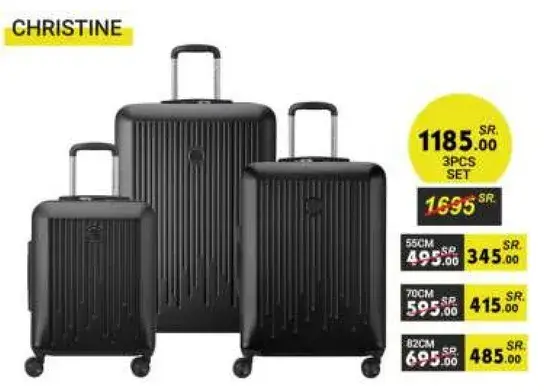 Christine 3pcs luggage set in black.