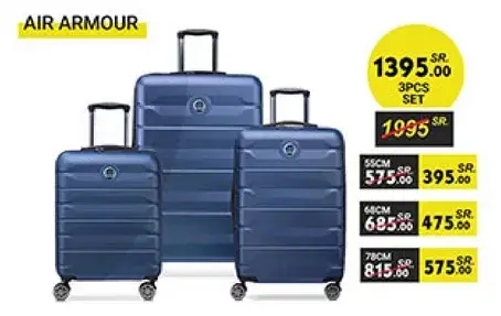 3-piece luggage set in blue color.
