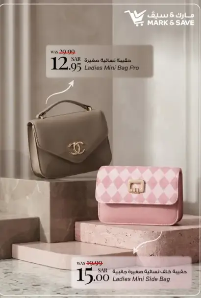 Chic ladies mini bags available in two styles.