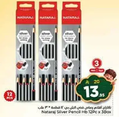 ناتراج قلم فضي 12 قطعه