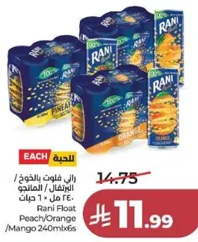 راني فلوات بالخوخ / البرتقال 240 مل × 6