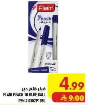 FLAIR PEACH 10 BLUE BALL PEN # 0362P10BL