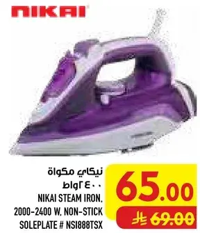 Nikai Steam Iron 2000-2400 W, Non-Stick Soleplate # NSI888TSX