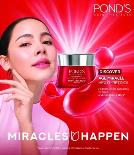 POND'S Age Miracle Hexyl-Retinol reduces dark spots and wrinkles.