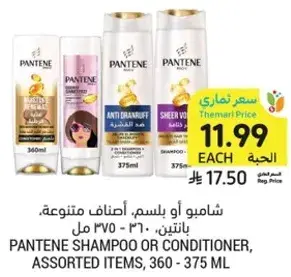 Pantene Shampoo or Conditioner, Assorted Items, 360-375 ml