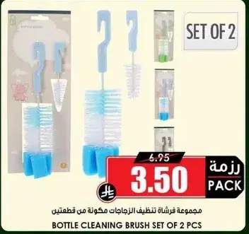 مجموعه فرشاه تنظيف الزجاجات مكونه من قطعتين