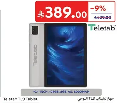 Teletab TL9 Tablet with 10.1-inch display, 128GB storage.