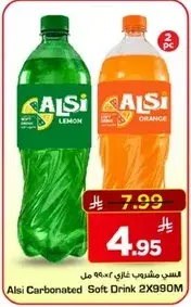 Alsi Carbonated Soft Drink Lemon and Orange 2x990ml