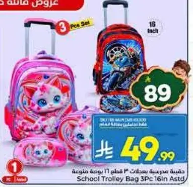 School Trolley Bag 3Pc 16 inch Assorted