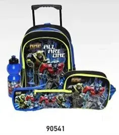 Transformers themed backpack set with accessories.