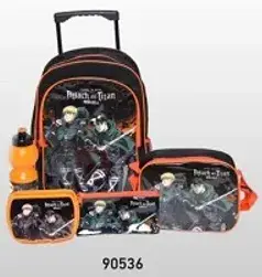 Attack on Titan themed backpack set with accessories.