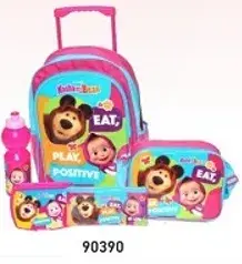 Kazoops 5-in-1 backpack set with bottle and accessories.