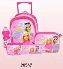 Barbie 5-in-1 backpack set with bottle and accessories.