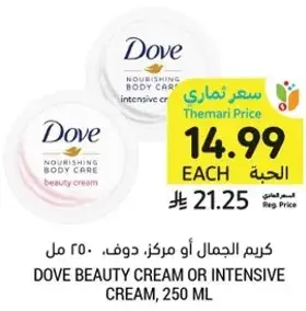 Dove beauty cream or intensive cream, 250 ml
