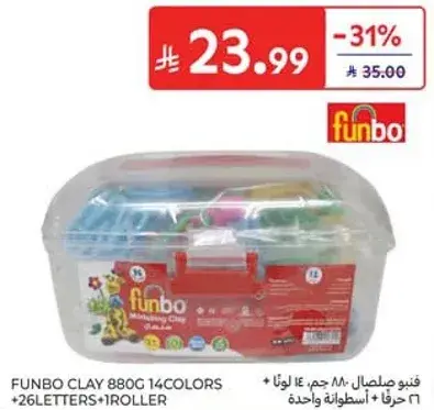FUNBO CLAY 880G 14 COLORS + 26 LETTERS + 1 ROLLER