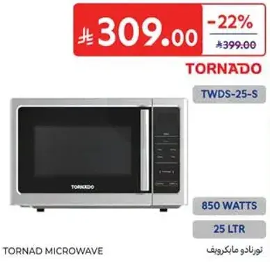 Tornado microwave, 25 LTR, 850 watts.