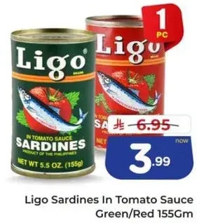 Ligo Sardines In Tomato Sauce Green/Red 155Gm