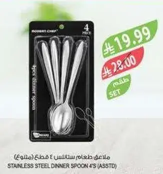 Stainless steel dinner spoon set of 4.