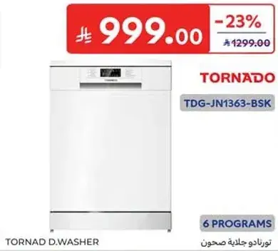 Tornado Dishwasher with 6 programs.