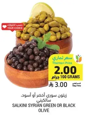Salkini Syrian Green or Black Olive