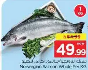 سمك النرويجيه سالمون كامل للكيلو