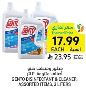 مطهر ومنظف جنتو، اصناف متنوعه، 3 لتر.