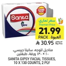 Sanita Gipsy Facial Tissues, 10 x 130 count