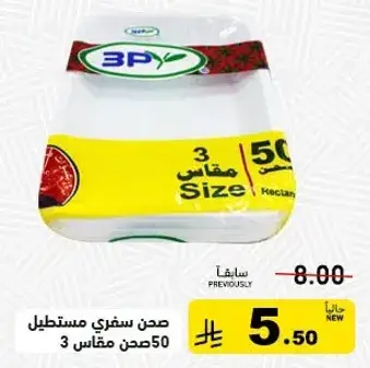 صحن سفري مستطيل 50 صحن مقاس 3.