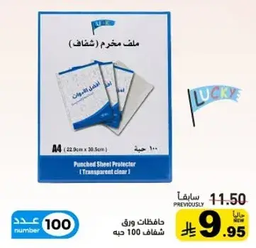 Punched Sheet Protector (Transparent clear) A4 size, 100 pieces.