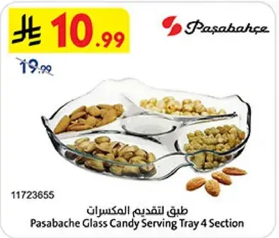 Pasabahce Glass Candy Serving Tray 4 Section