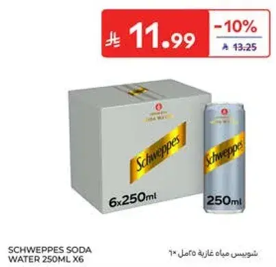 SCHWEPPES SODA WATER 250ML X6
