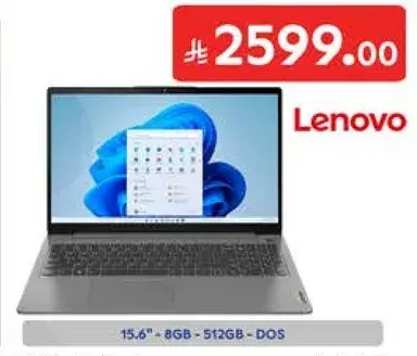 Lenovo laptop with 15.6" display, 8GB RAM, 512GB storage.