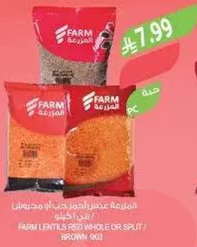 عدس احمر حب مجروش 1 كجم